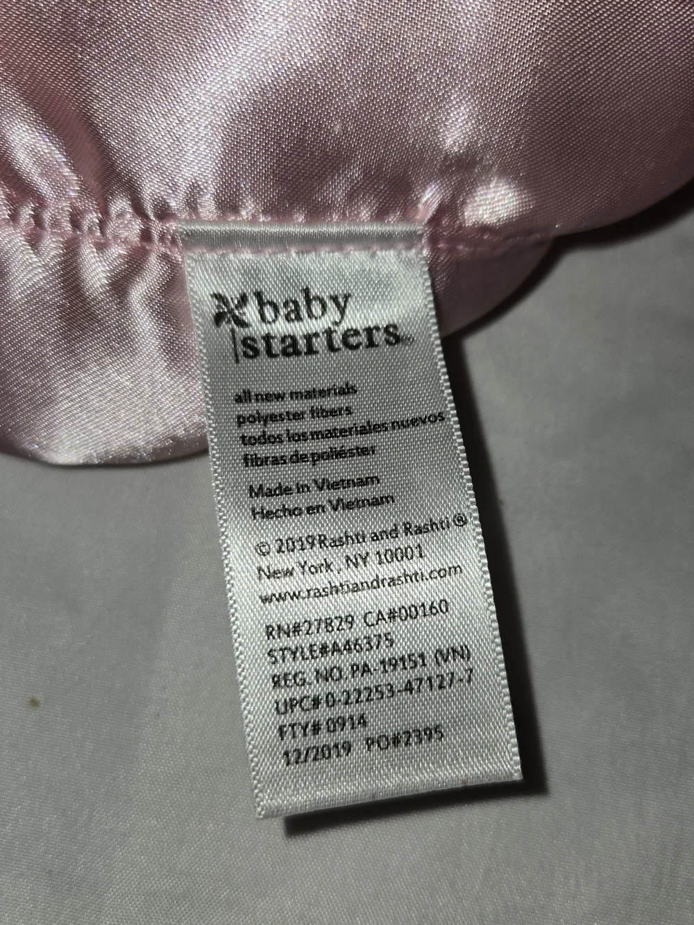 Baby Starters Pink and Cream Unicorn Lovey with Satin Trim